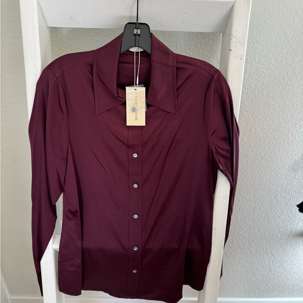 Brand new with tags Ramy Brook silk eggplant purple color blouse